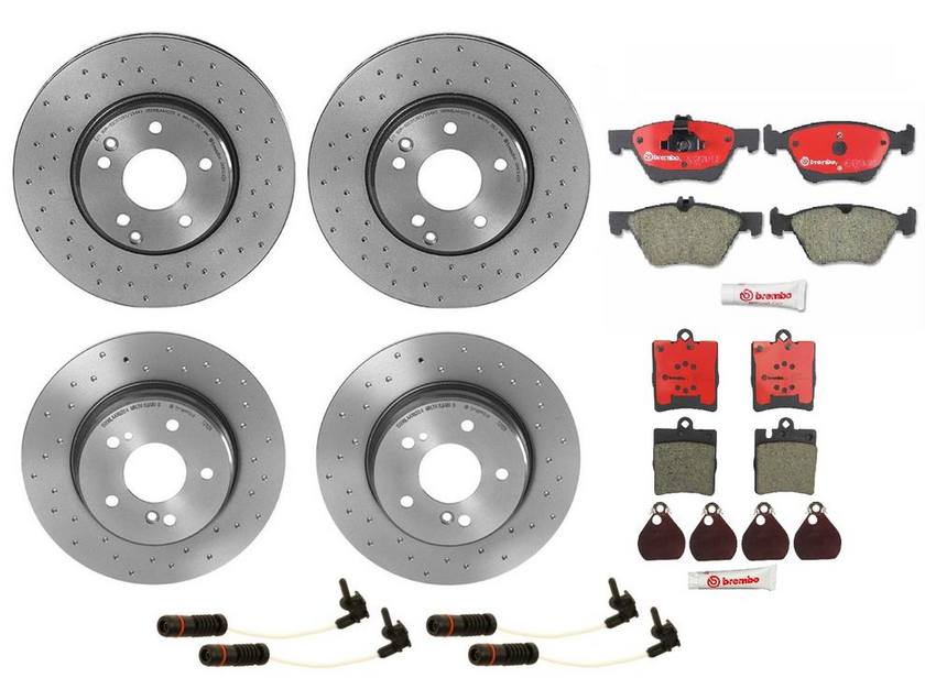 Mercedes Brakes Kit - Pads & Rotors Front and Rear (300mm/290mm) (Xtra) (Ceramic) 210423101264 - Brembo 1634923KIT